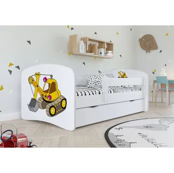 Dětská postel Kocot kids Babydreams 80 x 180 cm bílá bagr 