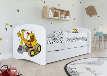 Dětská postel Kocot kids Babydreams 80 x 180 cm bílá bagr 