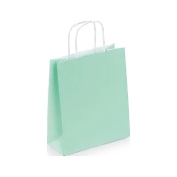 Jednorázové nádobí Mini papírové tašky z kraftového papíru 180x220x80mm, zelené - Balení po 0 ks