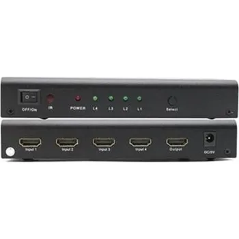 Televizor PremiumCord HDMI switch 4:1, kovový, dálkové ovl., khswit41b