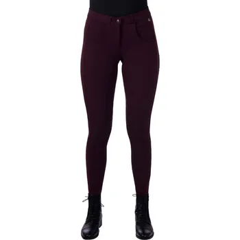 Jezdecké kalhoty QHP Rajtky Mireille QHP, s gripem, dámské, wine red 36