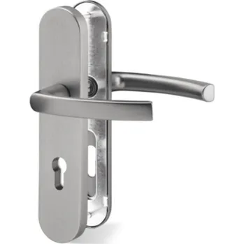 Dveřní kování AC-T SERVIS Bezpečnostní klika VIKING efekt nerez - oválné štítové kování 90 mm Provedení štítu: PZ - fabkový klíč