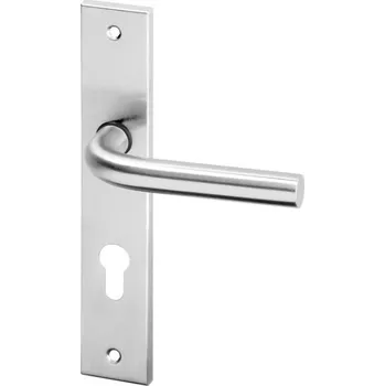 Dveřní kování AC-T SERVIS Dveřní klika LIDA nerez - hranaté štítové kování s vratnou pružinou 72 mm Provedení štítu: PZ - fabkový klíč