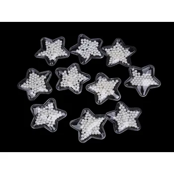 Vánoční dekorace Vánoční hvězda plněná perlami Ø50 mm, barva perlová