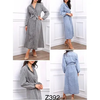 Dámský kabát Šaty košilová jeans Cimini Paris Z392 barva: modrá jeans, velikost: M