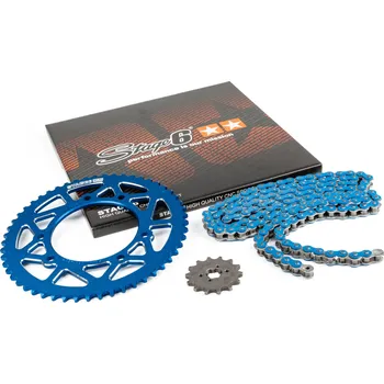 Řetězová sada 13x53 - 420 Stage6 alu CNC modrá Derbi DRD Pro