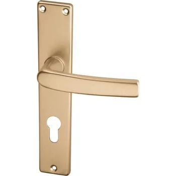 Dveřní kování AC-T SERVIS Dveřní klika LARA bronz - hranaté štítové kování 90 mm Provedení štítu: PZ - fabkový klíč