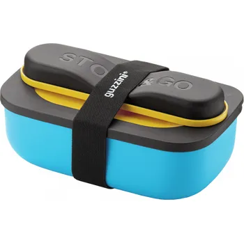 Svačinový box Guzzini Store&Go Krabička na jídlo s příborem 20 x 12 x 7 cm modrý/žlutý