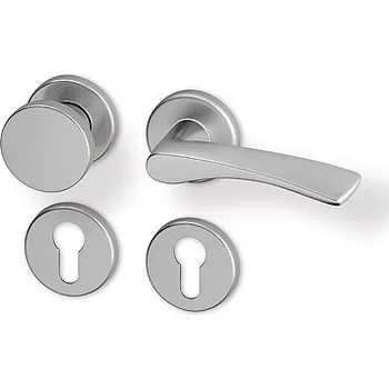 Dveřní kování AC-T SERVIS Dveřní klika PIA efekt nerez - kulatá rozeta Provedení kliky: Koule/klika - levá, Mechanizmus rozety: Plastová konstrukce