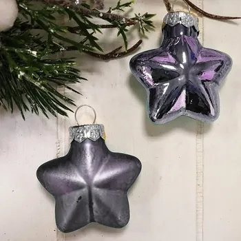 Vánoční ozdoba Baňka hvězdička mini - 4 cm- fialková