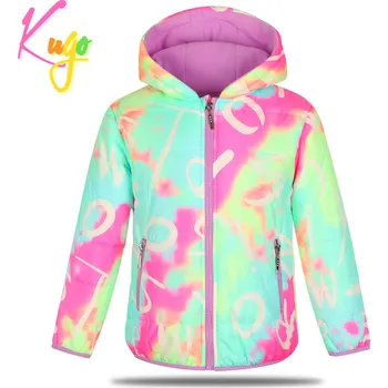 Dívčí zimní bunda - KUGO KM9981, batika/ fialkové zipy Barva: Mix barev, Velikost: 146