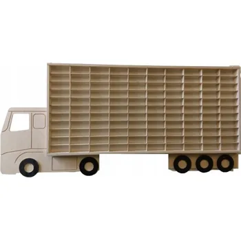 Dřevěná hračka Dřevěná polička na autíčka 100ks kamion DOPRAVA ZDARMA přírodní