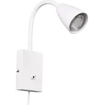 Trio Leuchten 202670131 WANDA - Nástěnná čtecí lampa v bílé barvě s kabelem do zásuvky, 1 x GU10 (Bílá lampa na zeď s husím krkem)