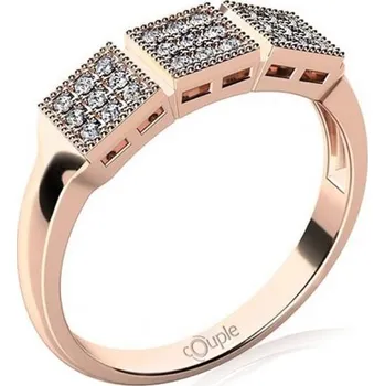Prsten Couple, Originální prsten Kostka, růžové zlato se zirkony, vel. 55, prům. 17.5 mm, 585-66-1-0290.4C00.0.55.001