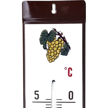 Domácí teploměr Venkovní teploměr smaltovaný, Hnědobílý 860x140 mm, Bílý hrozen