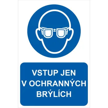 VSTUP JE V OCHRANNÝCH BRÝLÍCH ISO 7010 plast 0,5 mm A4 (297 x 210 mm)