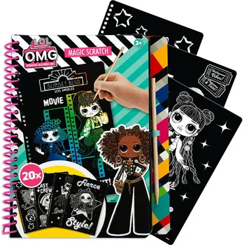 vyškrabávací obrázek TOYCOMPANY L.O.L. Surprise OMG škrabací obrázky - sešit 20 listů A5
