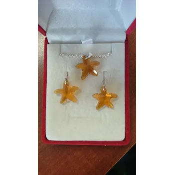 Souprava šperků SWAROVSKI stříbrná sada - žlutá hvězda