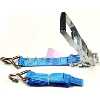 Upínací popruh Upínací popruh s ergo ráčnou a jednoduchým hákem 50H-2-ZL-SPE, délka kompletu 2 m, barva modrá, délka pevné části 0,5 m