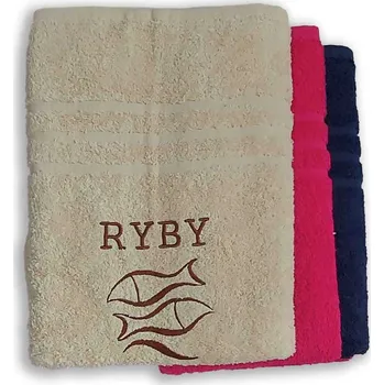Osuška Top textil Osuška s vyšitým znamením zvěrokruhu „Ryby" 70x140 cm Barva: krémová