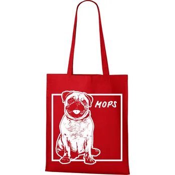 Plátěná taška Mops, Barva Červená, Velikost 40×45 cm, Canvas Nákupní taška Bezvatriko.cz 1174
