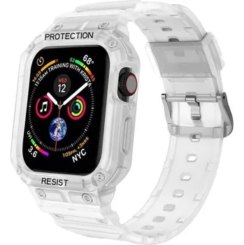 Chytré hodinky Kryt s řemínkem pro Apple Watch 38,40,41 mm průhledný (Gumové pouzdro s řemínkem pro Apple Watch 38,40,41 mm čiré)