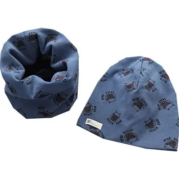 Čepice Set čepice a teplý krční límec - různé motivy Barva: modrá, vesmírný medvěd, Velikost: S (0-3M)
