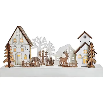 Vánoční světelná dekorace LED vánoční vesnička 34 x 17 cm