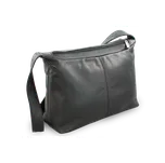 Arwel Kožená dvouzipová kabelka s širokým popruhem - česká výroba; černá