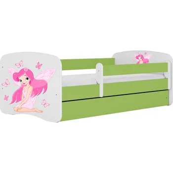 Dětská postel Babydreams víla s motýlky zelená, varianta 70x140, bez šuplíků, s matrací