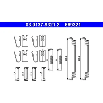 Brzdový systém Sada příslušenství, brzdové čelisti ATE 03.0137-9321.2