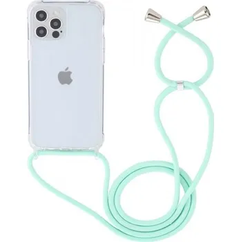 Pouzdro na mobilní telefon Transparentní kryt se šňůrkou pro iPhone 14 Pro Max - tyrkysový