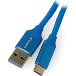 Lanberg USB A 2.0 - USB C kabel 5A modrý oplet - 1m