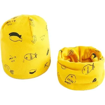 Čepice Set čepice a teplý krční límec - Ryby Barva: Žlutá, Velikost: M (3M-3Y)