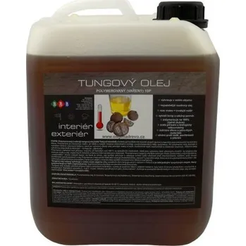 Olej na dřevo Tungový olej vařený (polymerovaný) 5 l - nejodolnější a nejlépe schnoucí čistý přírodní rostlinný olej na dřevo OLE TUOS 005000