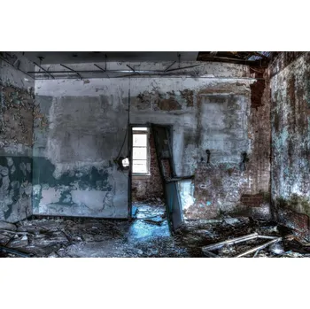 Fototapeta DIMEX | Vliesová fototapeta Zničená místnost MS-5-0853 | 375 x 250 cm| zelená, měděná, šedá + Vliesová fototapeta na stěnu DIMEX Zničená místnost MS50853 v rozměru 375 x 250 cm + lepidlo zdarma