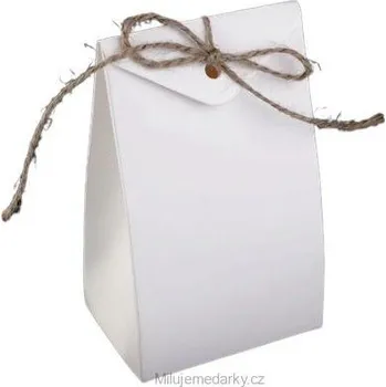 Dárková krabička Dárková krabička papírová bílá, 7,5x12cm, s provázkem na převázání, balení 50ks