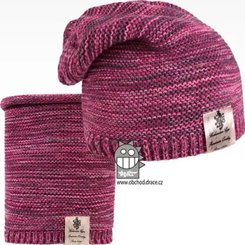 Čepice Čepice pletená a nákrčník Dráče - Colors set 08, růžový melír Barva: Růžová, Velikost: 56-58