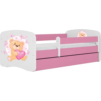 Dětská postel Postel Babydreams medvídek s motýlky růžová, varianta 70x140, bez šuplíků, bez matrace