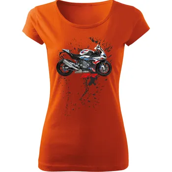 Dámské tričko s motorkou BMW M 1000 RR oranžové