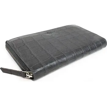 Peněženka Arwel Croco dámská kožená zipová peněženka - česká výroba; tmavě šedá