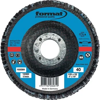 Brusný kotouč Brusný lamelový kotouč 12 stupňů vypouklý 125mm K40 FORMAT