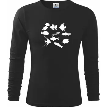 Pánské oblečení Potápeč ryby čtverec - Triko s dlouhým rukávem FIT-T long sleeve - 3XL ( Černá )