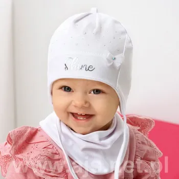 Čepice Dívčí čepice s nákrčníkem Ajs 42-013 barva: růžová, Rozměr: 40