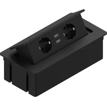 Elektrická zásuvka Výklopná zásuvka do pracovní desky, černá, USB