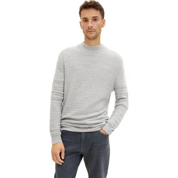 Pánský svetr TOM TAILOR PÁNSKÝ SVETR STOJÁK ŠEDÝ MELÍR XXL