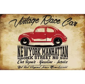Fototapeta DIMEX | Vliesová fototapeta Retro červený automobil MS-5-2135 | 375 x 250 cm| červená, béžová, černá, hnědá + Vliesová fototapeta na stěnu DIMEX Retro červený automobil MS52135 v rozměru 375 x 250 cm + lepidlo zdarma