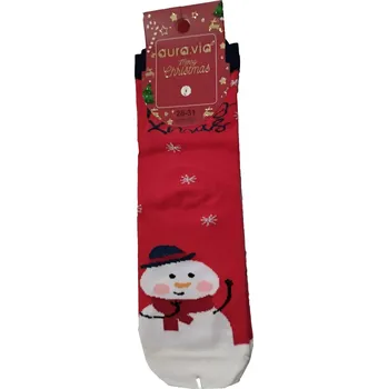AURA. VIA Vánoční ponožky dětské SNĚHULÁK červené, vel. 32/35