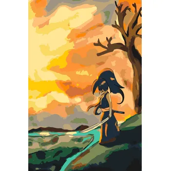 Malování podle čísel - Žena s mečem Velikost: 40x60cm, Rámování: Pouze srolované plátno