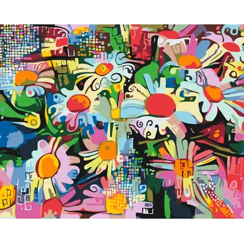 Malování podle čísel - Barevné květy Velikost: 40x50cm, Rámování: Pouze srolované plátno